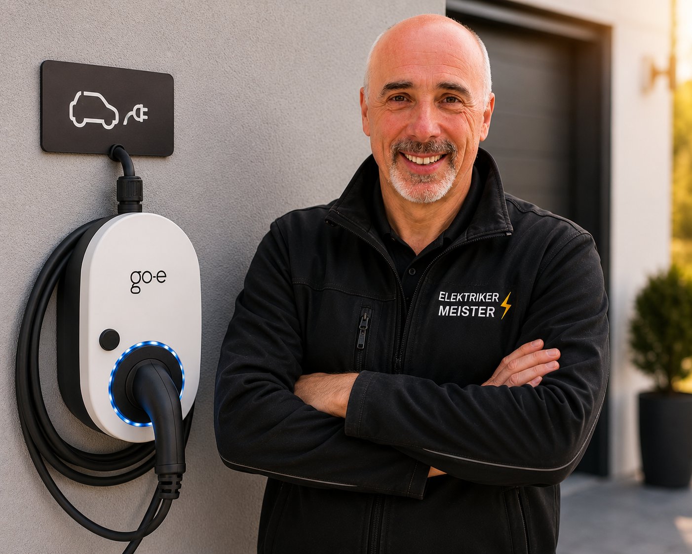Elektrikermeister Gerold Göhring an einer installierten go-e Wallbox
